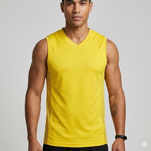 Men's Breathable Sleeveless Soccer Jersey Quick Dry Yellow Mesh Panel Training Tank <b>Top</b> Athletic Vest - Product Image 2