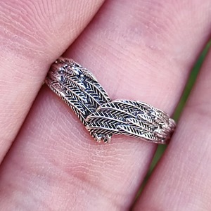 Handmade Dainty Band <b>Ring</b> <b>for</b> <b>Men</b> Women Vintage Style Angel Hug Feather Wings Everyday Wear Sterling <b>Silver</b> <b>Ring</b> - Product Image 5