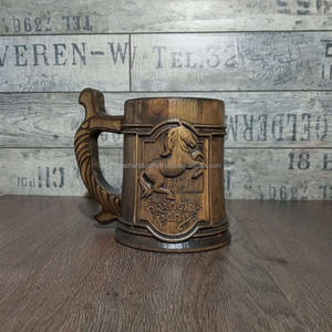 Chope à bière en bois écologique Poignée créative en bambou et papier Articles à boire en bois naturel d'Inde - Product Image 2