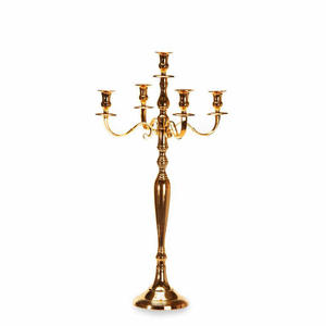 Housewarming <b>Centrepiece</b> Five Arm Candelabra Gold Finish Home Decoration Durable Metal Candle Holder - Product Image 5