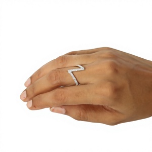 Wonderful Chevron Lab Grown Diamond Ring 14K 18K Solid White 925 Sterling Silver Style Unique Ring <b>Wedding</b> Ring Engagement Ring - Product Image 6