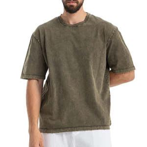 Camisetas de Hombre de Primera Calidad, 100% Algodón, Lavado Ácido, Tejido Peinado, Transpirables, Corte Holgado, Cuello Redondo, Peso Pesado, Talla Grande, Estilo Casual de Verano - Product Image 1