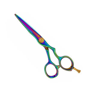 Ciseaux de barbier de 5,5 pouces en titane couleur arc-en-ciel pour droitiers, ciseaux de salon de beauté en acier inoxydable - Product Image 2