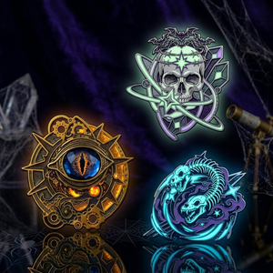 Pin de solapa metálico personalizado al por mayor, con efecto luminoso, estilo <span class=keywords><strong>vintage</strong></span>, de temática de la Magia Oscura, Celestial y de Fantasía Oscura, para Halloween y Anime - Product Image 5