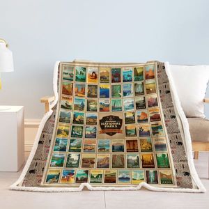 Geographic Atlas Printed Sherpa Fleece Blanket 50*60 Inches World Map Pattern for All Seasons in Home Bedroom Bed Blankets - Product Image 5