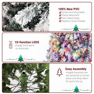 Albero di Natale Artificiale Verde in PVC da 2,7 m (9ft) con 2094 Rami, 900 Luci Calde e 8 Modalità di Controllo Remoto, Quattro Colori - Product Image 6