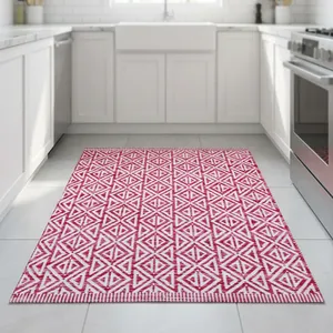 Tapis moderne à motif géométrique, tissage plat, rectangulaire, fait main, rembourré, lavable, antidérapant, avec envers en latex, en coton, à poils moyens, pour la maison - Product Image 1