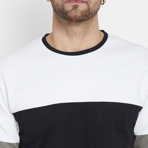 Ensemble de sweat-shirt à col rond pour homme avec blocs de couleur noir, blanc, gris et pantalon de jogging en molleton – Tenue décontractée d'automne - Product Image 6