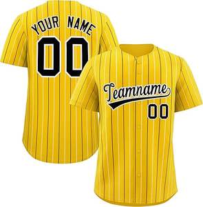 Camiseta de béisbol personalizada con rayas, nombre personalizado, número, logotipo del equipo, ligera, de alto rendimiento, 100% poliéster, para hombre - Product Image 1
