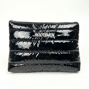 Rootsmen Custom Black Puffy Quilted Nylon Water Resistant Lightweight Fashion Travel <b>Makeup</b> Bag Cosmetic Pouch Hanging Large - Product Image 6