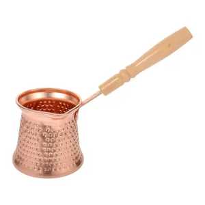Cafetera Turca Ibrik Cezve de Cobre Pulido Liso con Mango de Madera para Estufa - Product Image 6