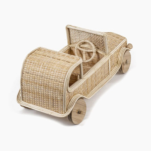 Sustainable rattan toy <b>car</b> for kids mini vehicle toys montessori inspired pretend play <b>cars</b> - Product Image 4