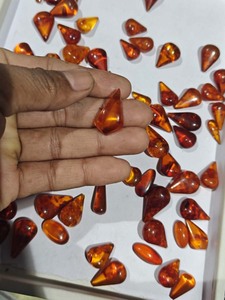 Piedras Preciosas de Ámbar en Forma de Lágrima Hechas a Mano, Color Rojo Anaranjado Pulido, Piedras Sueltas al por Mayor, Suministros para la Fabricación de Joyería - Product Image 2