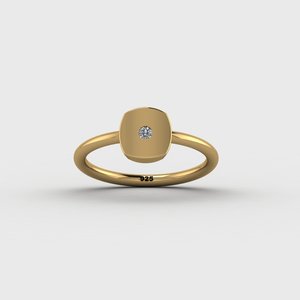 Magnifique Bague Empilable en Argent 925 avec Diamant CZ Coussin de 8 mm et Plaqué Or 18 carats, Bijou Chrétien Minimaliste, Cadeau de Fête pour Femme - Product Image 6