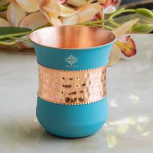 Vaso de Cobre Esmaltado Azul con Diseño Artístico, Vajilla Tradicional India para el Hogar, Comedor y Servicio - Product Image 5