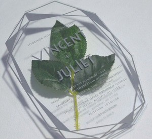 Clear Acrylic Wedding Invitation, Geometric Gem Shape <b>Frame</b>, Modern Minimalist Transparent Invite Card - Product Image 3