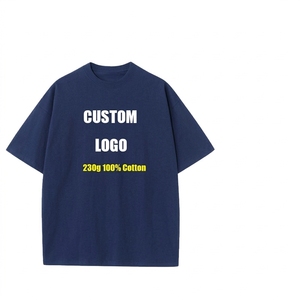 เสื้อยืดคอกลมโอเวอร์ไซส์ผ้าฝ้าย 230 กรัม สำหรับผู้ชาย ระบายอากาศได้ดี สีพื้น ไม่มีลาย พิมพ์ลายโลโก้ด้านหน้าด้วยเทคนิคซิลค์สกรีน - Product Image 3