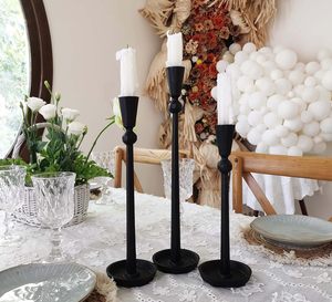 Modern Black Iron Taper Candle Holder Set Decorative <b>Tall</b> Metal <b>Candlestick</b> Stand Nordic Table Centerpiece for Home Wedding item - Product Image 5