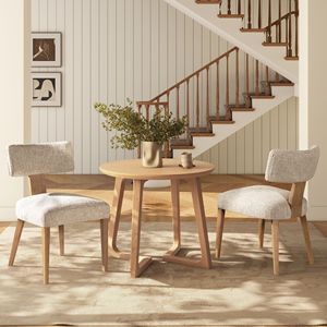 Set di 2 Sedie da Pranzo Louise in Ciniglia Beige Travertino con Schienale Diviso Imbottito - Product Image 3