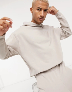 Chándal con Capucha para Hombre, Color Beige, Largo, Estilo Casual, con Bolsillos Laterales, Cintura Elástica, 100% Algodón, Estilo Otoñal - Product Image 3