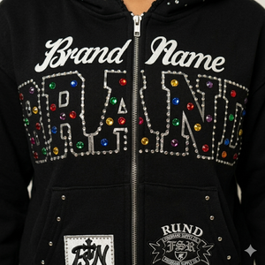 OEM Plain Dyed Cotton Gothic Zipper-Up Unisex Hoodies <b>Bulk</b> Supplier USA Winter 380gsm <b>Terry</b> Printing Factory Price Embroidery - Product Image 6