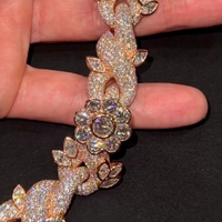 Collier chaîne cubaine de luxe en argent 925 avec perles d'eau douce et moissanite, serti griffe, style hip-hop, bijoux unisexe