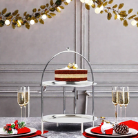 Support à gâteau personnalisé de luxe à 2 niveaux en acier inoxydable, écologique, compatible lave-vaisselle, 5 pièces, prix bas, pour Ramadan, Noël, pudding