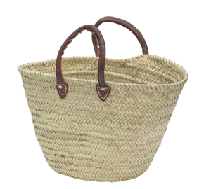 กระเป๋าถือสานจากโมร็อกโกพร้อมช่องหนังประดับหมุดและสายสะพายยาว - Product Image 1