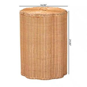 Handmade Rattan Storage <b>Basket</b> With Floral Lid Rattan Kid <b>Hamper</b> Wicker Organizer <b>Basket</b> Nursery Kids Room Playroom Montessori - Product Image 2
