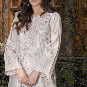 Elegante Traje de Algodón Bordado Floral Casual de 3 Piezas para Mujer, Talla Adulto, Estilo Pakistaní, Venta al por Mayor - Product Image 2