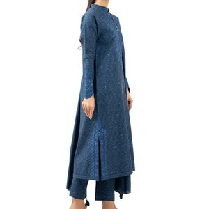 Shalwar Kameez Azul Bordado para Mujer, Algodón Suave, Transpirable, Cómodo, Estilo Elegante, Conjunto de 3 Piezas - Product Image 3