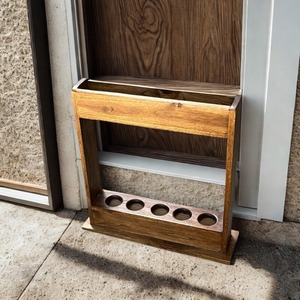 Porte-parapluies en bois à 5 fentes pour l'entrée, le bureau et l'organisation des parapluies, fabriqué à la main en Inde - Product Image 2