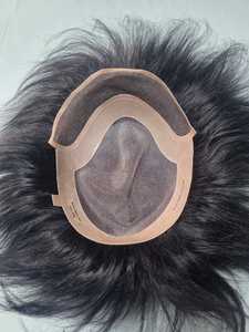 Natural Black Indian Remy <b>Hair</b> Natural Wave Lace Front Toupee Cap with Scalp Coverage for Men - Product Image 2
