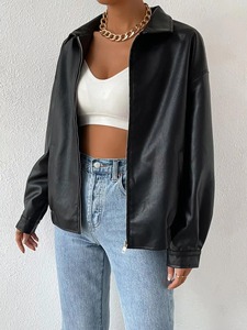 Chaqueta de Cuero para Mujer, Estilo Largo, de Terciopelo, con Doble Cremallera y Cinturón, de Alta Calidad, para Otoño e Invierno - Product Image 5