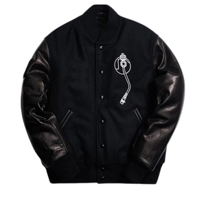 Chaqueta Varsity de Lana Gruesa Ecológica y Resistente al Viento con Parches de Letras Chenille, Colores Personalizados, Suministro al por Mayor para Hombre - Product Image 1