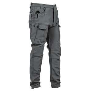 Pantalon cargo gris pour homme, taille haute, plusieurs poches, séchage rapide, style workwear, coupe droite, en toile, pour l'automne - Product Image 1