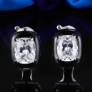 Bijoux classiques en argent 925 boucles d'oreilles de luxe en zircone cubique boucles d'oreilles en émail pour femmes - Product Image 1