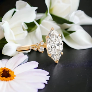 925 Silver 14K Solid Gold Marquise Cut Engagement <b>Ring</b> Original Moissanite Diamond Wedding Anniversary <b>Ring</b> For Unisex - Product Image 4
