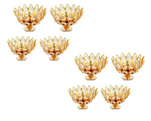 Gold Metal Crystal Lotus Diya Tealight <b>Candle</b> Holder Lotus <b>Flower</b> Pooja Wedding Table Decor Centerpiece Wholesale - Product Image 4