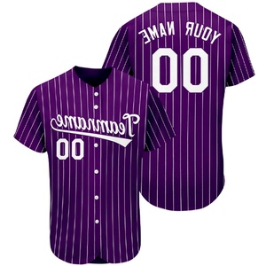 Vente en gros Nouveau maillot de baseball de haute qualité Maillot de baseball respirant Broderie de gros Maillot sublimé Couleur de doublure violette et blanche - Product Image 3