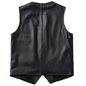 <b>Men's</b> Comfortable Genuine <b>Leather</b> Vest Custom Logo Outdoor Casual Wear Breathable Windproof Lightweight - Product Image 6