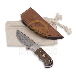 OEM DIY Damascus Steel Fixed Blade Hunting/Skinning <b>Knife</b> Straight Edge <b>Bone</b> <b>Handle</b> | Outdoor Camping <b>Knife</b> Leather Belt Sheath - Product Image 2