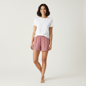 Fabricant de vêtements vietnamien, shorts à taille élastique à carreaux, service OEM ODM, vêtements pour femmes, vêtements pour femmes de bonne qualité - Product Image 3