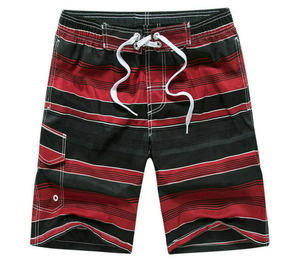 Shorts de Baño para Hombre, Estampados, de Secado Rápido, con Cordón en la Cintura, Casuales, con Diseño de Palmeras en Negro, Naranja y Blanco, de Corte Medio - Product Image 2