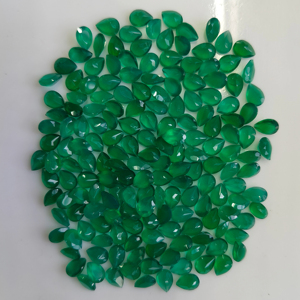 พลอยออนิกซ์สีเขียวธรรมชาติ 7x5 มม. รูปทรงลูกแพร์ คุณภาพดีที่สุด พลอยหลวมสำหรับทำเครื่องประดับ ได้รับการรับรองจากเรดเมาน์เทน เจมส์ - Product Image 2