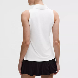 Chemises de golf pour femmes de haute qualité OEM, blanches, sans manches, à col uni, en tricot, respirantes et anti-transpiration - Product Image 2