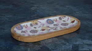 จานไม้พิมพ์ลายเคลือบไม้ดีไซน์ทำมือถาดไม้เคลือบจานพิมพ์ลาย - Product Image 6