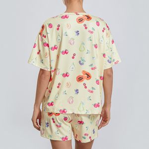 100% Cotton <b>Women's</b> Summer <b>T</b> <b>Shirt</b> & <b>Shorts</b> <b>Set</b> Printed 2 Piece Home Wear Casual Loungewear Custom Logo OEM ODM Wholesale - Product Image 6