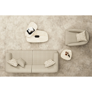 Conjunto de Sofá Seccional Moderno de Tela con Reposabrazos Curvos y Patas de Madera para Sala de Estar - Product Image 4