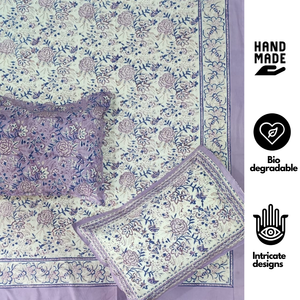 Hand Block Printed Jaipur 100% Cotton Bedsheet <b>King</b> <b>Size</b> Floral Design Indian Artisanal Soft Breathable Durable Hospital Use - Product Image 1